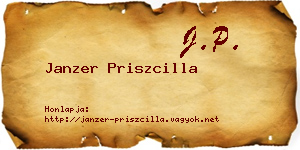 Janzer Priszcilla névjegykártya
